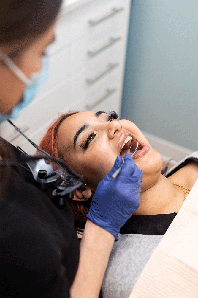 patient receiving a dental exam